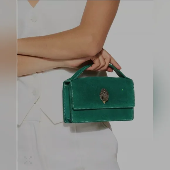Kurt Geiger (NWT) Green Suede Bond Crossbody Bag - Picture 3 of 6